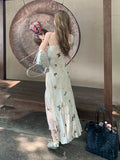 KYLETHOMASW  -  Vintage Y2k Spaghetti Strap Dress Women New Casual Print Midi Dress Female Korean Slim Beach Boho One Pieces Vestidos