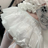 KYLETHOMASW  -  Kawaii White Mini Skirt Women Kawaii Cutecore Ruffles Bud Skirts Summer Fashion Streetwear Korean Casual Ball Gown Faldas
