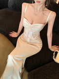 KYLETHOMASW  -  Fashion Women Evening Gown Fake 2-Piece Lace Sexy Chest Wrapped Bodycon Maxi Long Dress Elegant Lady Holiday Party Robe Vestidos