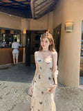 KYLETHOMASW  -  Vintage Y2k Spaghetti Strap Dress Women New Casual Print Midi Dress Female Korean Slim Beach Boho One Pieces Vestidos