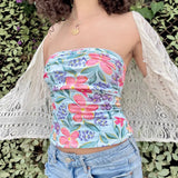 KYLETHOMASW  -  Y2K Spicy Girl Sexy Shell Print Off Shoulder Slim Fit Chest Hugging Vest Street Vacation Style Tight Fitting Versatile Top