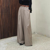 KYLETHOMASW  -  Spring Elegant Women's Wide Leg Pants High Waist Solid Korean Casual Loose Trousers Pockets Female