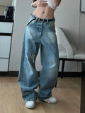 Kylethomasw Ripped Jeans for Women Hip Hop Streetwear Fashion Loose High Waist Korean Wide Leg Denim Pants Y2k Causal Mujer Trousers
