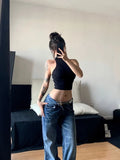 Kylethomasw -  Women Korean Fashion Vintage Classical Chic Jeans Straight Leg Simple Jeans Grunge Harajuku Blue Denim Pants Y2k Tide Aesthetic