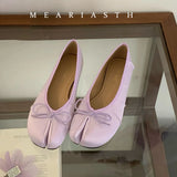 KYLETHOMASW  -  Novelty satins Leather bowknot Split Toe flat shoes woman mary janes Japanese trotters flats Tabi ninja loafers women Moccasins