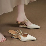 KYLETHOMASW  -  Absolutely Beautiful Slip-on Pointed Toe Sandals for Women, Outdoor Half-slippers, Summer French-style High-heeled Sandals