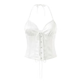 KYLETHOMASW  -  Classic Butterfly Knot Neckline Women's Top Short Length 3D Effect Polyester Fabric Artistic Retro Style Summer Season