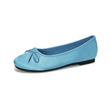 KYLETHOMASW  -  Round Toe French Style Satin Female Sandals Shallow Bow Decoration Soft Insole Ladies Flat Shoes Ballet Shoes Femme Single Shoes