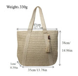 KYLETHOMASW  -  Premium Sense Straw Woven Tote Bag Large Capacity Women Shoulder Bag Tassel Design Handmade Beach Bag