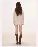 KYLETHOMASW  -  Blush Pink Two Piece Outfit Off Shoulder Cowl Neck Ribbed Knit Mini Dress with Sequin Cami Top Layered Co-ord Set Sweet Sexy Hot