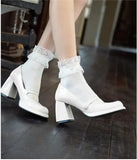 KYLETHOMASW  -  Women Shoes New Fashion Retro Square Toe Hollow Out Casual Shoes Women Waterproof Platform Shoes