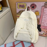 KYLETHOMASW  -  Cute 3d Angel Wings Backpack Women Light Yellow Nylon Drawstring Large Capacity Student School Bag Casual Travel Laptop Rucksack