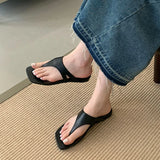 KYLETHOMASW  -  Summer Beach Female Flip Flops Women Flats Slippers Shoes Fashion Square Toe Ladies Flats Slippers Slides Sandals Shoes