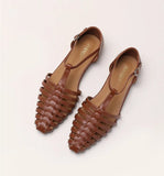 KYLETHOMASW  -  Flat Sandals Women's French Retro Roman Sandals Women's Summer Outer Wear Flat-soled Bag Head Hollow Woven Pig Cage Shoes Women