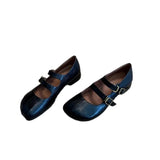 KYLETHOMASW  -  Double Buckle Strap Tabis Shoes Ladies Solid Leather Mary Janes Low Heeled Flats Woman Trotters Loafers Barefoot Walking Shoes