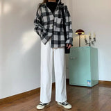 KYLETHOMASW  -  High Waist Straight Leg White Jeans Women's Loose Drapey Wide Leg Pants Spring New Style Slimming Effect Casual Denim