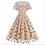 KYLETHOMASW  -  New Retro Pink Strawberry Mesh Elegant Birthday Long Dress 50s Women Flare Sleeve Summer Luxury Prom Evening Party Dresses