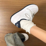 KYLETHOMASW  -  New Spring/autumn White Shoes Lace-up Casual Shoes with Round Toes Fashionable Comfortable Trendy Breathable Walking Sneakers