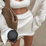KYLETHOMASW  -  Autumn New A Pendulum Satin Satin Mini Skirt Skirt Women's Design Temperament Fashion Commute