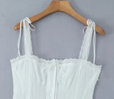 KYLETHOMASW  -  Women Lace Spliced White Spaghetti Straps Long Dress Sexy Elegant Holiday Party Summer Dress Maxi Robe