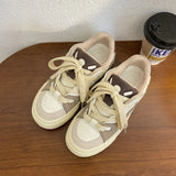 KYLETHOMASW  -  Ladies Mixed Colors Flats Sneakers Round Toe Breathable Vulcanize Platform Shoes Casual Comfy Soft Walking Sneakers