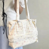 KYLETHOMASW  -  Patchwork Lace Flower Print Handbags Women Sweet Y2k Aesthetic Fairy Shoulder Bags New Fashion Trendy Casual Simple Underarm Bag