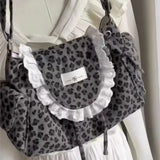 KYLETHOMASW  -  Korean Sweet Lovely Floral Tote Bag Women Lace Large Capacity Canvas Shoulder Bag Ladies Harajuku Gentle Versatile Underarm Bags