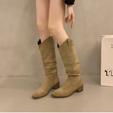 KYLETHOMASW  -  Autumn Winter Vintage Woman Knight Knee High Boots Shoes Ladies Concise Slip On Western Cowboy Botas