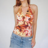 KYLETHOMASW  -  French vacation style twisted neck tie flower sexy backless suspender, spicy girl cinched waist slimming casual vest