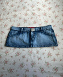 KYLETHOMASW  -  Women Y2K Vintage Blue Washed Denim Mini Skirt Low Rise Metal Button Detail Slim Fit Casual Streetwear Jean Skirt Summer Outfits