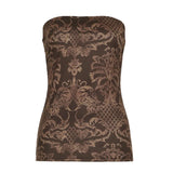 KYLETHOMASW  -  American street retro printed one neck chest revealing short and large style strapless hot girl sexy versatile interior top