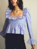 KYLETHOMASW  -  Vintage blouses for women fashion 2024 white ruffle top elegant korean fashion long sleeve blouses women casual shirts elegant