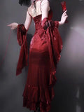 KYLETHOMASW  -  Christmas Robe Gorgeous Elegant Lolita Dress Red Rose High-end Slimming Fishtail Strap Camisole Long Dress for Women