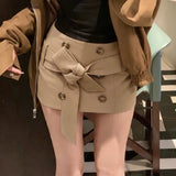 KYLETHOMASW  -  Y2k Cargo Mini Skirts Buttons Solid Bandage Spring Summer Sexy Women Skirt Korean Fashion Slim Fit Retro Faldas Mujer