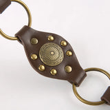 KYLETHOMASW  -  Retro metal disc sunflower hollow out chicken eye belt PU leather niche personality waist belt