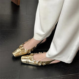 KYLETHOMASW  -  New Women Genuine Leather Pumps FLowers Decoration Party Wedding Shoes Woman Slingbacks Summer Sandals Pumps