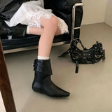 Black Ankle Boots For Woman Fall Short Shoes Casual Back Buckle Ladies Boots Low Heel Square Toe Designer Shoes Bottes Femme