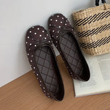 KYLETHOMASW  -  White Black Polka Dot Bow Ballet Flats Women Round Toe Slip on Ballerina Shoes Casual Loafers