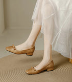 KYLETHOMASW  -  Single Shoes Women's Autumn Retro Simple Mary Jane New Square Head Shallow Mouth Comfortable Soft Leather Women's Shoes