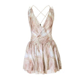 KYLETHOMASW  -  Neck Sling Skirt Printed Halter Strap Design Deep V-neck Dress