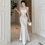 KYLETHOMASW  -  Fashion Women Evening Gown Fake 2-Piece Lace Sexy Chest Wrapped Bodycon Maxi Long Dress Elegant Lady Holiday Party Robe Vestidos
