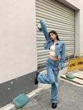 KYLETHOMASW  -  Spring Autumn Vintage Denim Short Jacket Women Long Sleeve Single Breasted Jeans Coat Female Bomber Streetwear Jackets Outerwear