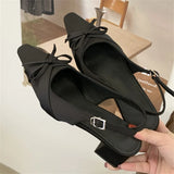KYLETHOMASW  -  New Summer Butterfly-kont Buckle Strap Pumps Women Square Low Heels Shoes Spring Fashion Sandalias De Mujer
