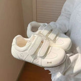 KYLETHOMASW  -  Ladies Sweet Velcro SneakersCartoon PatternEmbroidery Plaid StrapDesign Round Toe Soft Sole Lightweight All‑match Daily Footwear