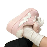 KYLETHOMASW  -  New Arrivals Comfort Hard Wearing Soft Sole Vulcanized Shoes Women Pink Platform Sneakers Trendy Cross Tied Non Slip Flats