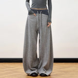 KYLETHOMASW  -  Unique Street Low Waist Patchwork Design Casual Pants Women Autumn Winter New Sle Slim Straight Leg Floor-Length Pants American