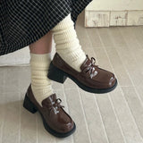 KYLETHOMASW  -  New Spring College Style Platform Women Loafers Shoes Fashion Shallow Slip On Shoes Elegant Thick Heel Leather Shoes