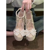 KYLETHOMASW  -  Silver Stunning Block Heels Mary Jane Shoes