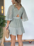 KYLETHOMASW  -  Summer New Women's Lace Splicing Bat Sleeve Low-cut V-neck Dress