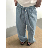 KYLETHOMASW  -  Women's Blue Baggy Stripe Pants Y2k Pants 2000s Vintage Harajuku Oversize Wide Leg Pants Grunge Hiphop Trousers Clothes